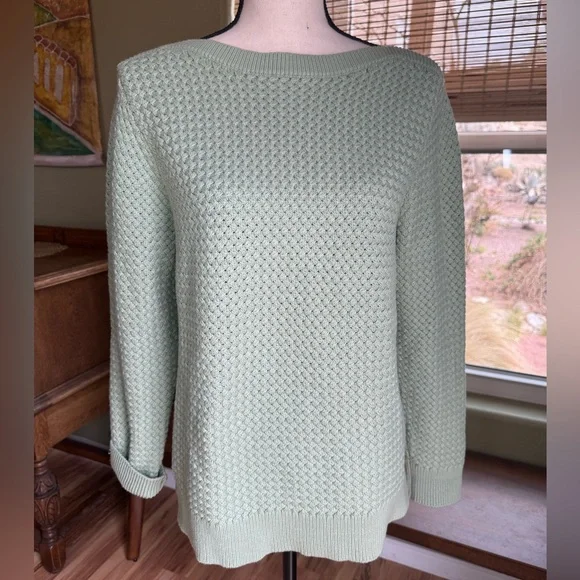 L.L. Bean Basketweave Boatneck Sweater - Picture 1 of 10